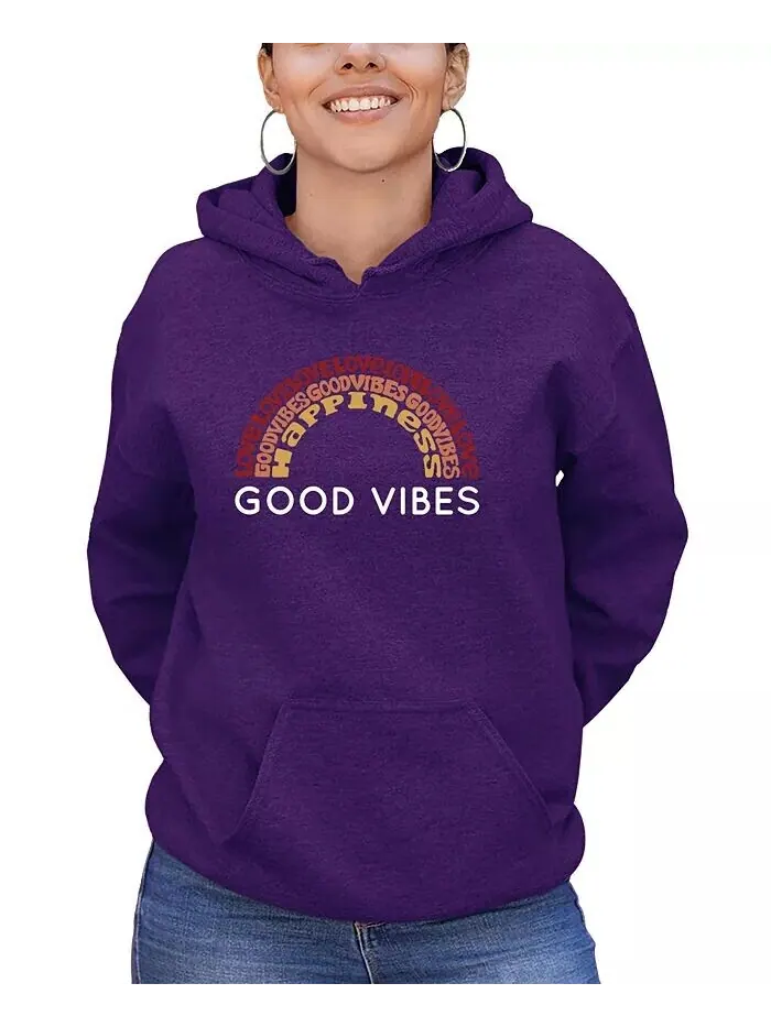 Женская толстовка с капюшоном Word Art Good Vibes LA Pop Art — изображение 1 из 2, фиолетовый