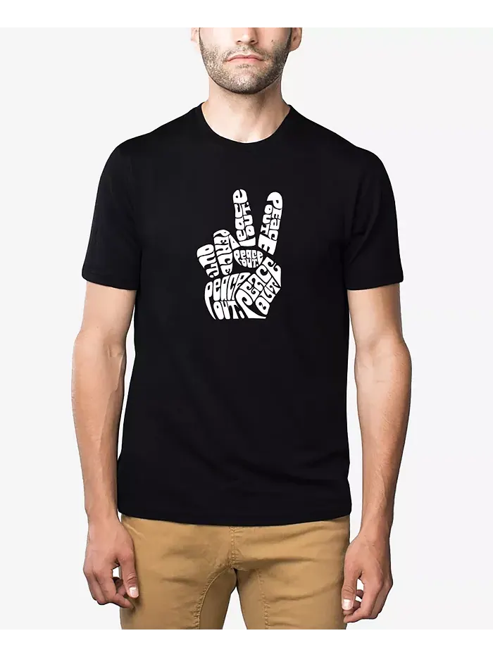 Мужская футболка Premium Blend Word Art Peace Out LA Pop Art — изображение 1 из 3, черный