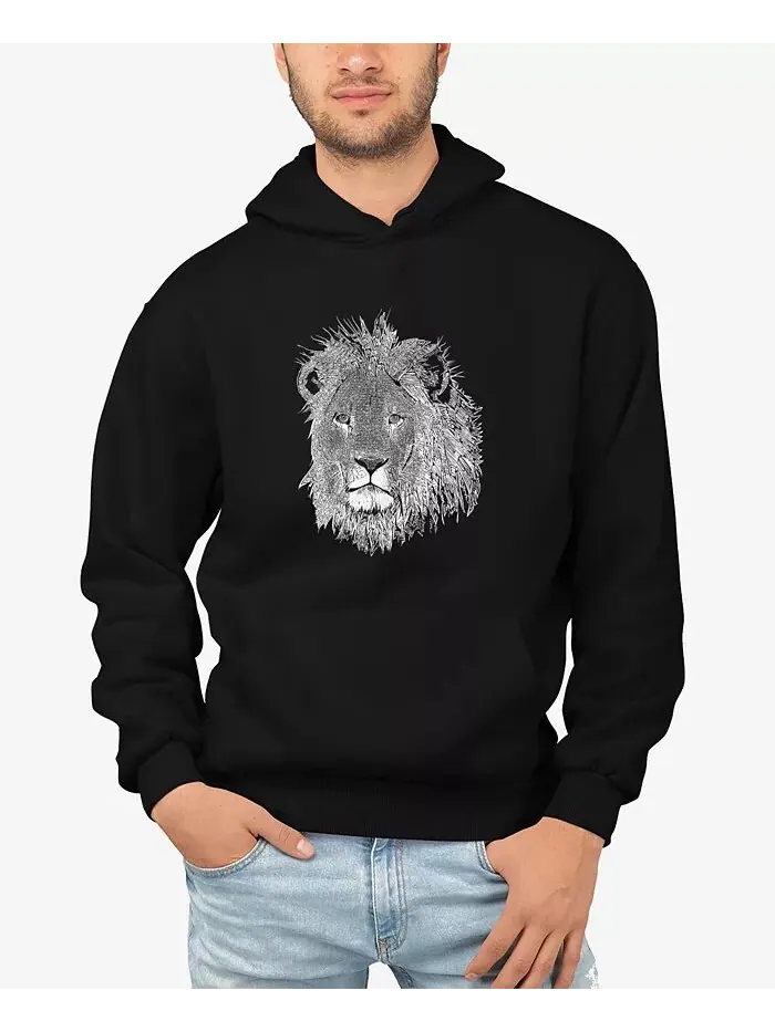 Мужская толстовка с капюшоном Word Art Lion LA Pop Art — изображение 1 из 3, черный