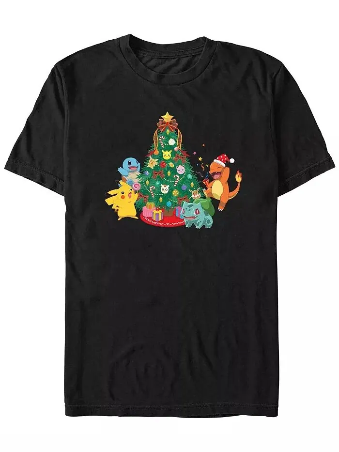 Футболка мужская с короткими рукавами Pokemon Christmas Tree Fifth Sun — изображение 1 из 1, черный