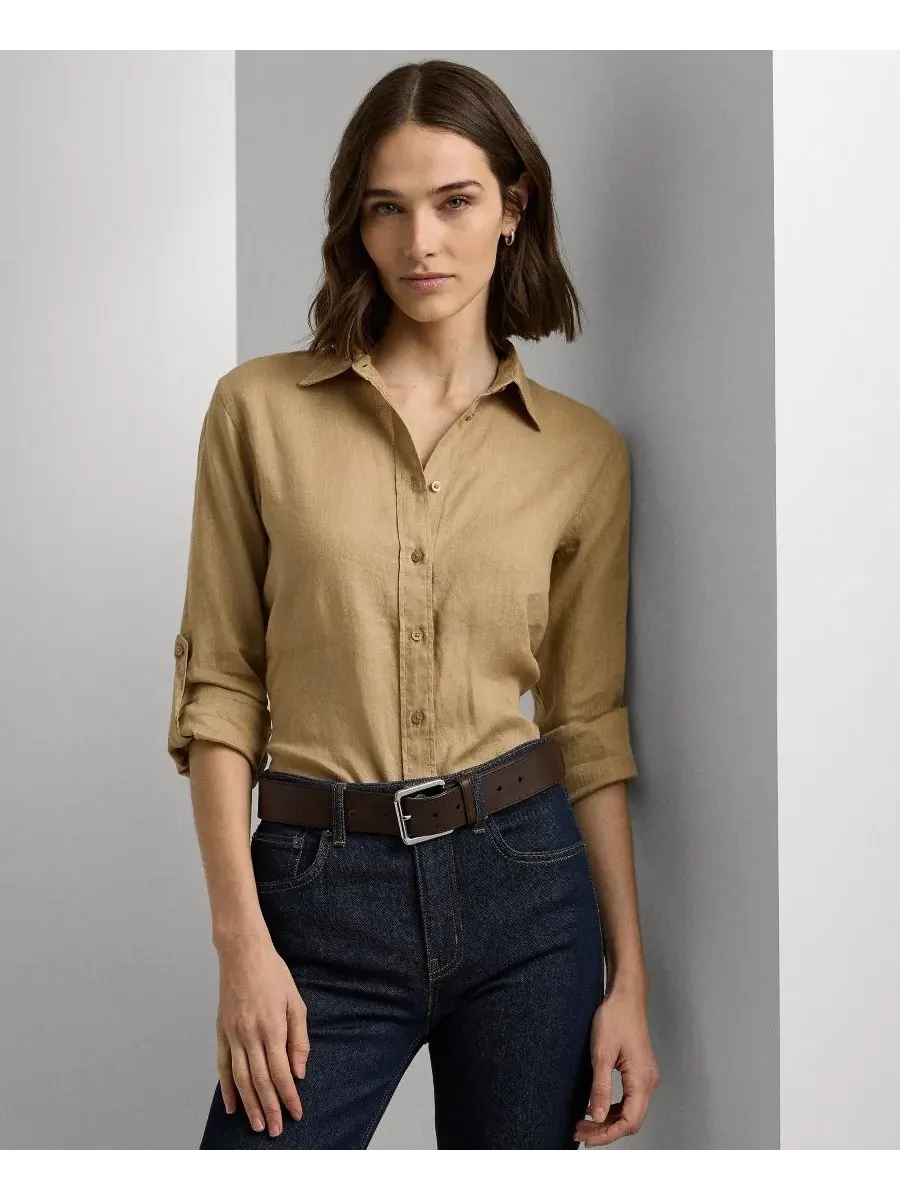Женская рубашка с острым воротником и планкой на пуговицах Lauren Ralph Lauren