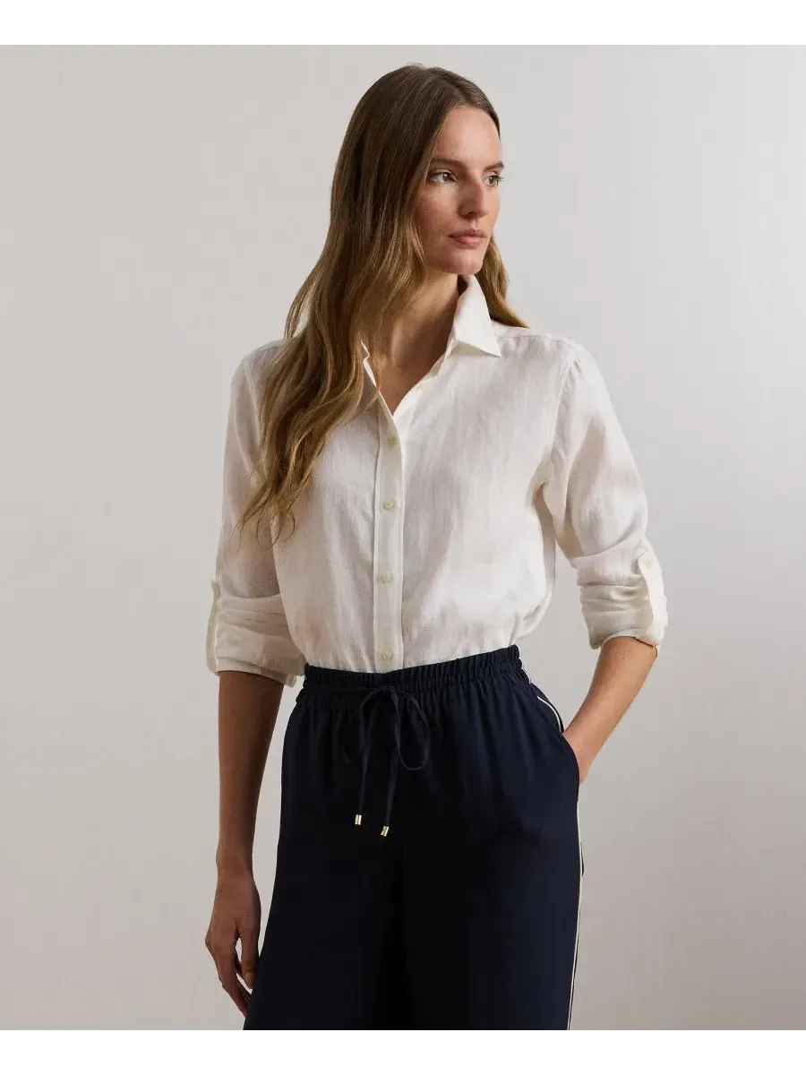 Женская рубашка с острым воротником и планкой на пуговицах Lauren Ralph Lauren