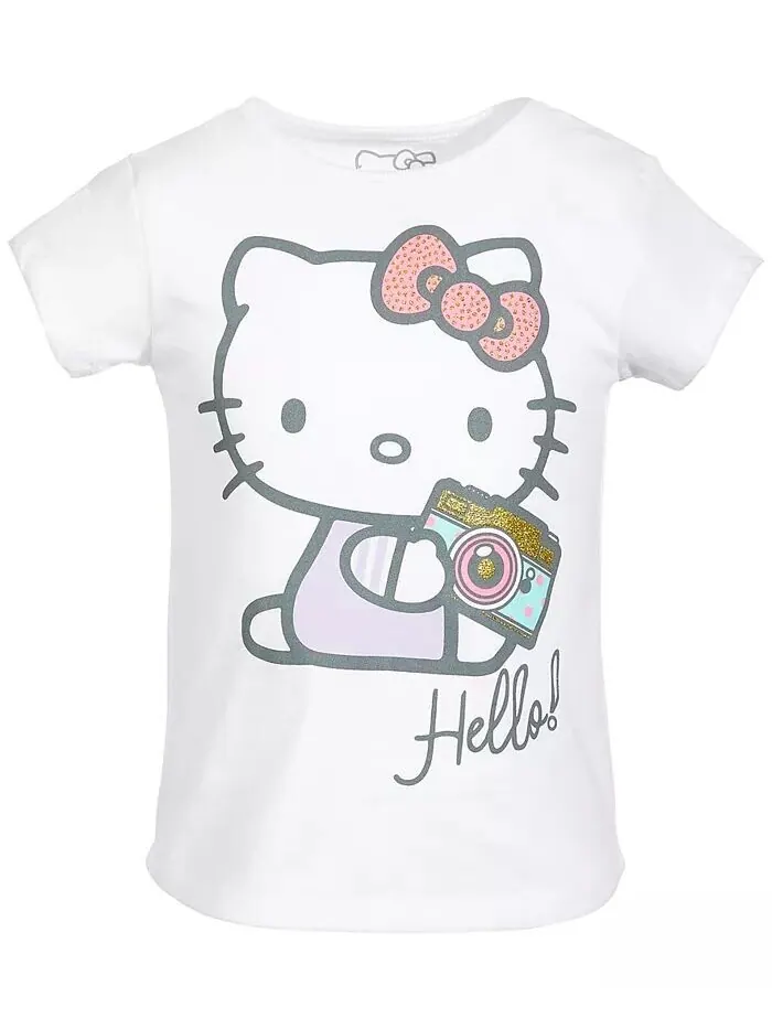 Футболка с рисунком камеры для маленьких девочек Hello Kitty