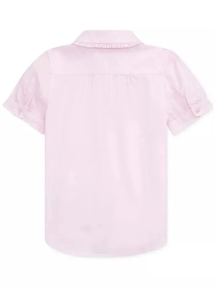 Однотонный топ Oxford с короткими рукавами для маленьких девочек Polo Ralph Lauren — изображение 2 из 3, розовый