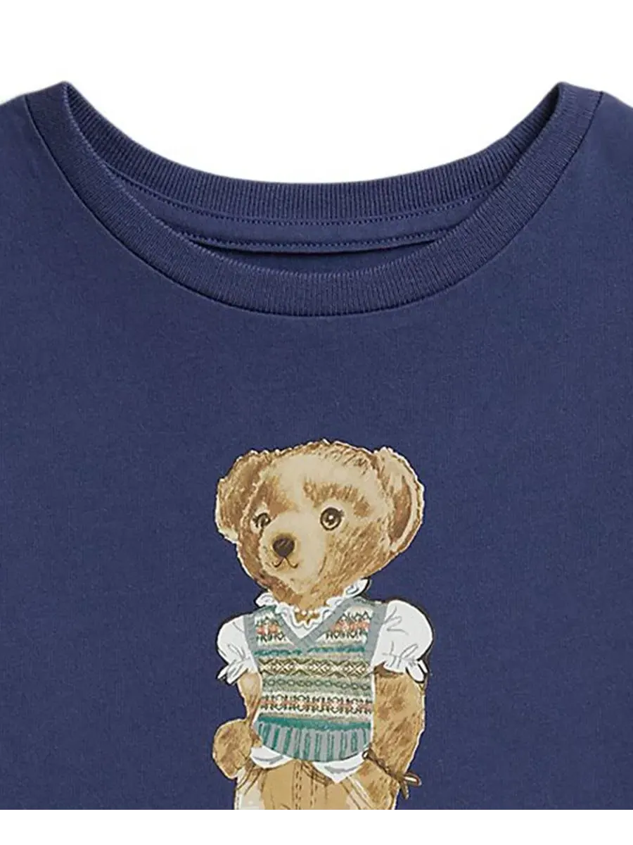 Детское трикотажное платье Polo Bear с короткими рукавами, размеры 2T-6X Polo Ralph Lauren — изображение 3 из 3, синий