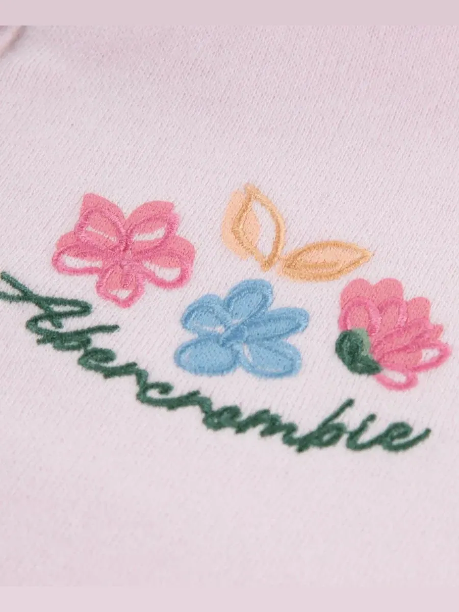 Детский комбинезон с цветочным принтом и капюшоном для девочек Abercrombie Kids — изображение 5 из 5, розовый