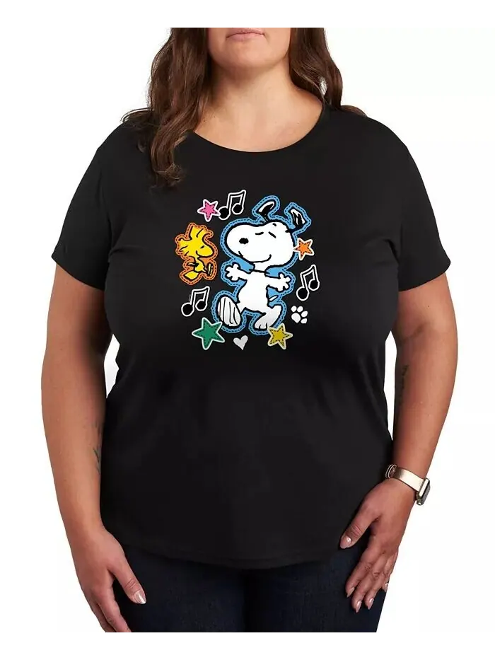 Модная футболка больших размеров с рисунком арахиса Snoopy Hybrid Apparel — изображение 1 из 3, черный