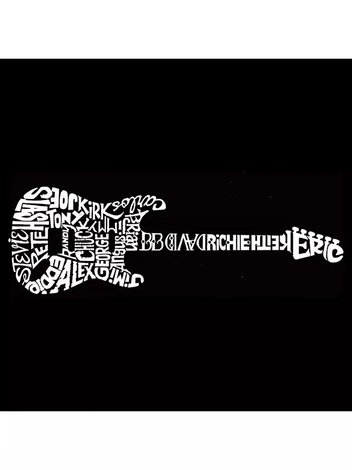 Мужская толстовка с капюшоном Word Art - Rock Guitar LA Pop Art — изображение 2 из 3, черный