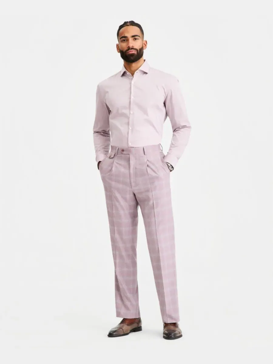 Tayion Collection Мужской классический костюм пыльно-розового цвета, состоящий из отдельных брюк — изображение 1 из 7