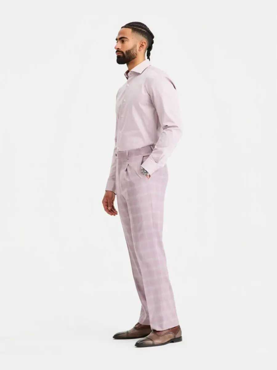 Tayion Collection Мужской классический костюм пыльно-розового цвета, состоящий из отдельных брюк — изображение 2 из 7