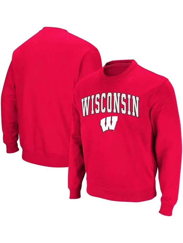 Мужская толстовка Wisconsin Badgers Arch & Logo с круглым вырезом Colosseum — изображение 1 из 7, красный