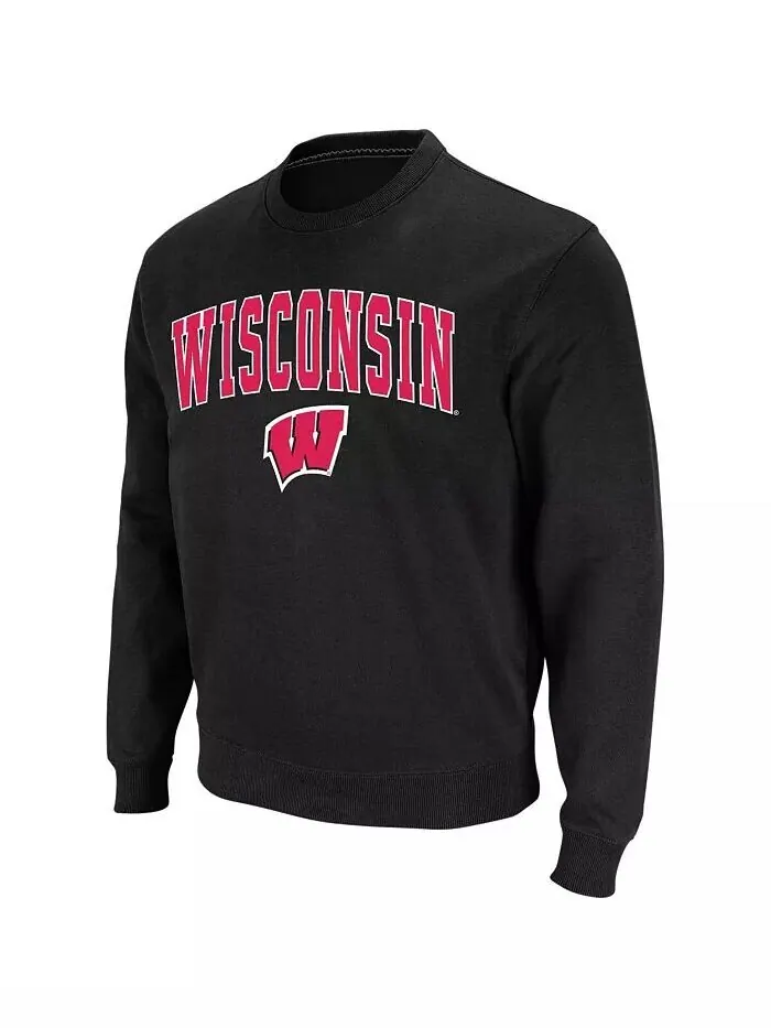 Мужская толстовка Wisconsin Badgers Arch & Logo с круглым вырезом Colosseum — изображение 5 из 7, красный