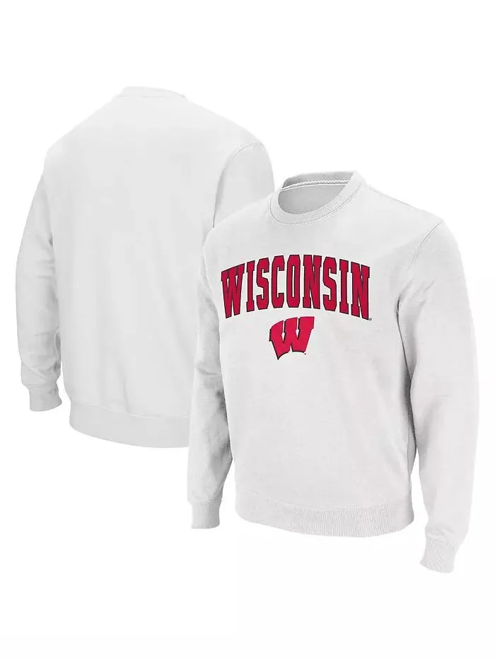 Мужская толстовка Wisconsin Badgers Arch & Logo с круглым вырезом Colosseum — изображение 1 из 7, белый