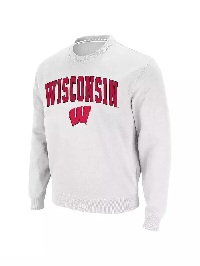 Мужская толстовка Wisconsin Badgers Arch & Logo с круглым вырезом Colosseum — изображение 2 из 7, белый