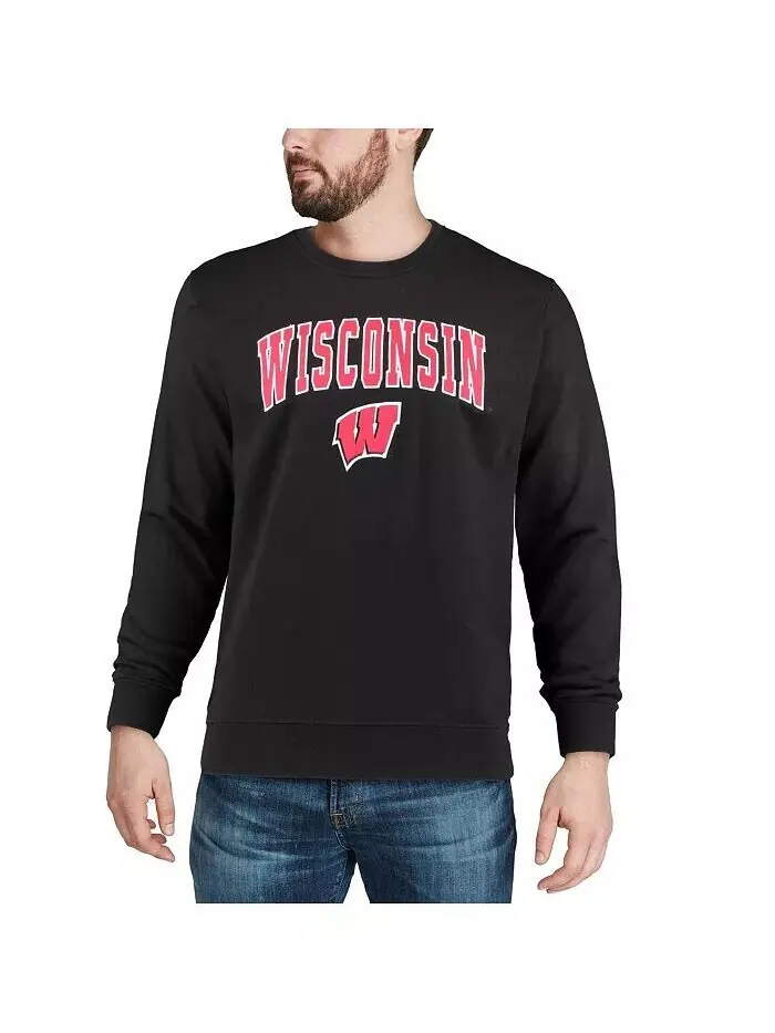 Мужская толстовка Wisconsin Badgers Arch & Logo с круглым вырезом Colosseum — изображение 7 из 7, белый