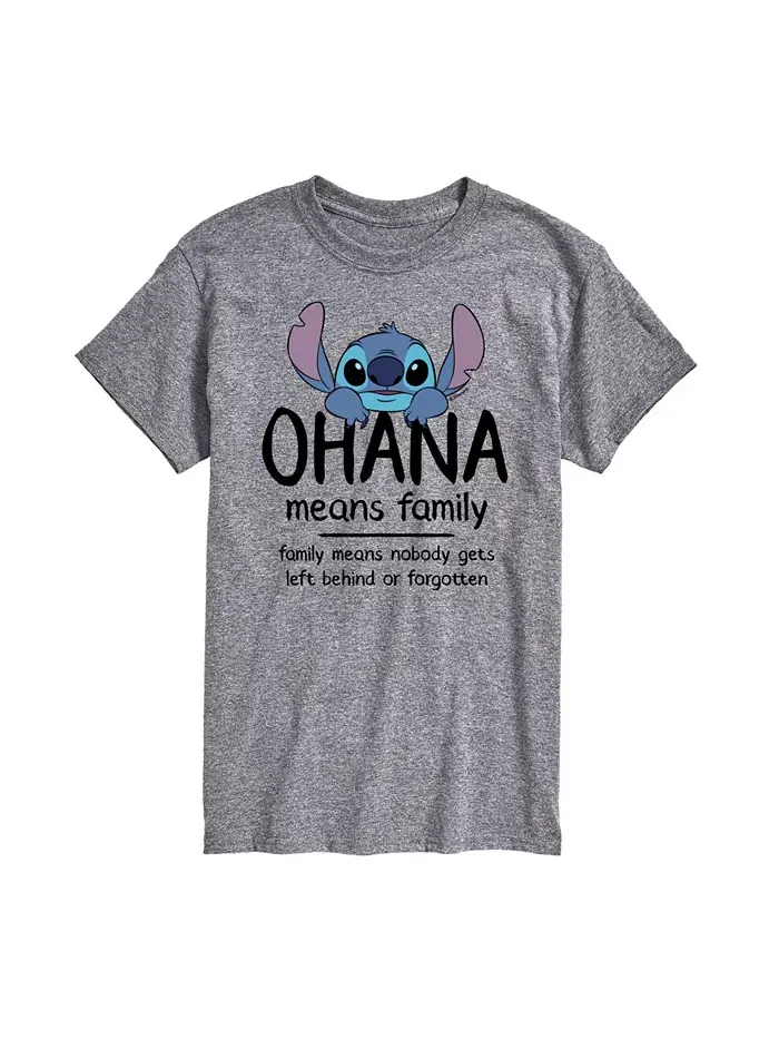 Мужская футболка с коротким рукавом Lilo Stitch Ohana Means Family AIRWAVES — изображение 1 из 3, серый