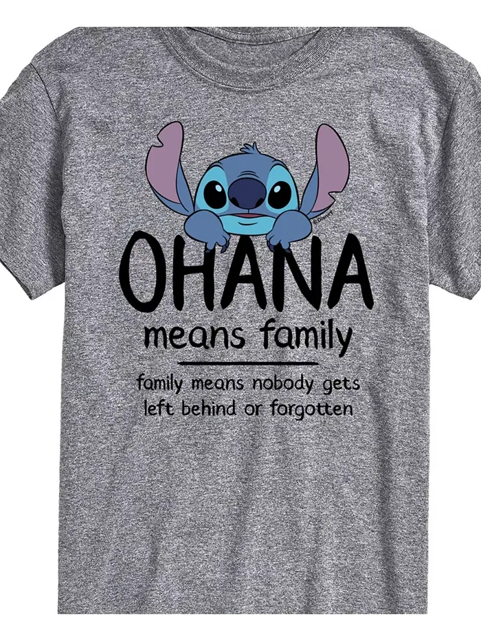 Мужская футболка с коротким рукавом Lilo Stitch Ohana Means Family AIRWAVES — изображение 2 из 3, серый