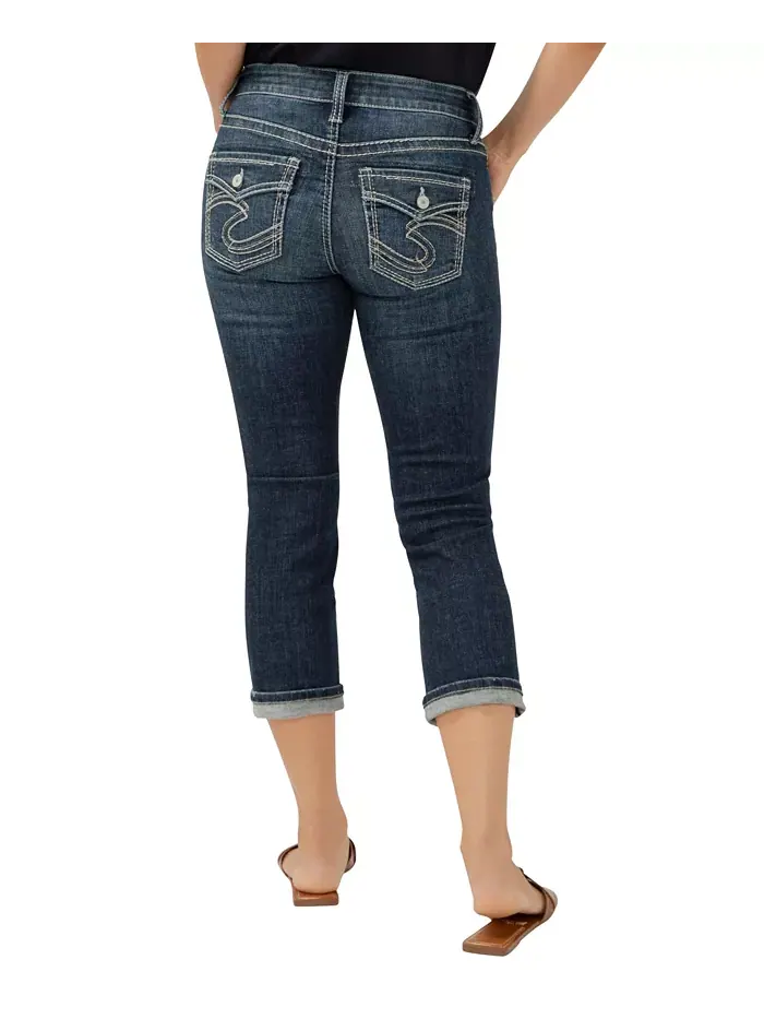 Женские джинсы-капри Suki Mid Rise Curvy Fit Silver Jeans Co. — изображение 2 из 6, синий