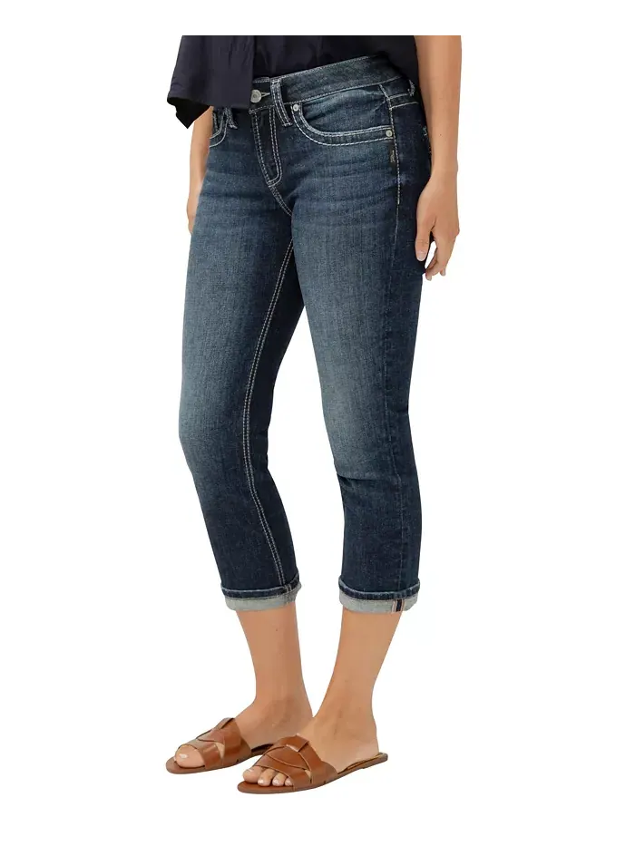 Женские джинсы-капри Suki Mid Rise Curvy Fit Silver Jeans Co. — изображение 3 из 6, синий