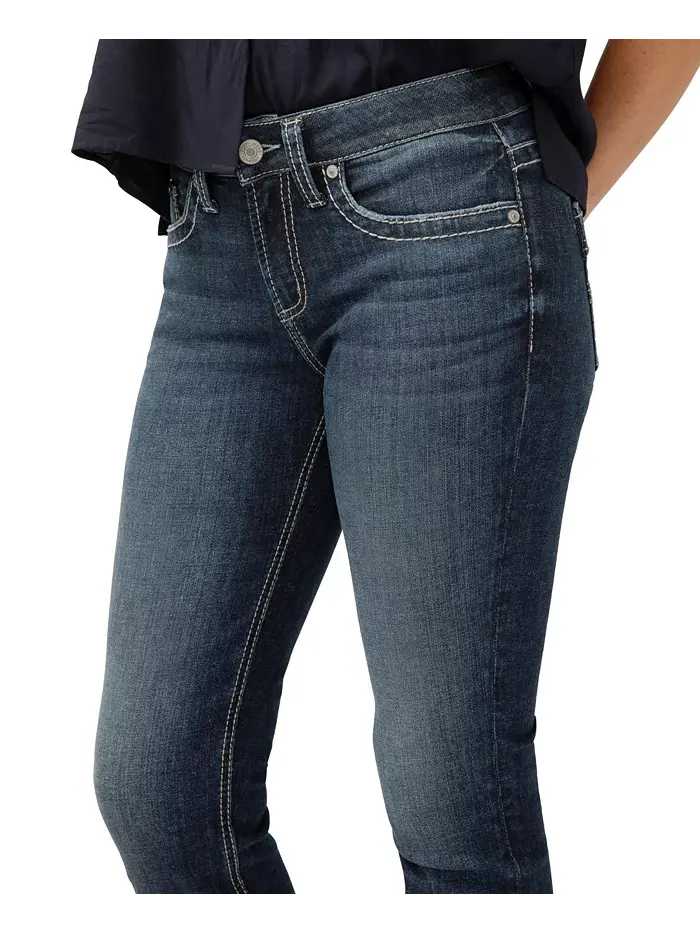 Женские джинсы-капри Suki Mid Rise Curvy Fit Silver Jeans Co. — изображение 4 из 6, синий