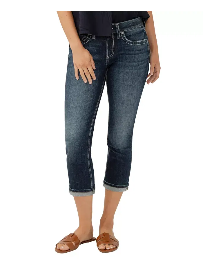 Женские джинсы-капри Suki Mid Rise Curvy Fit Silver Jeans Co. — изображение 6 из 6, синий