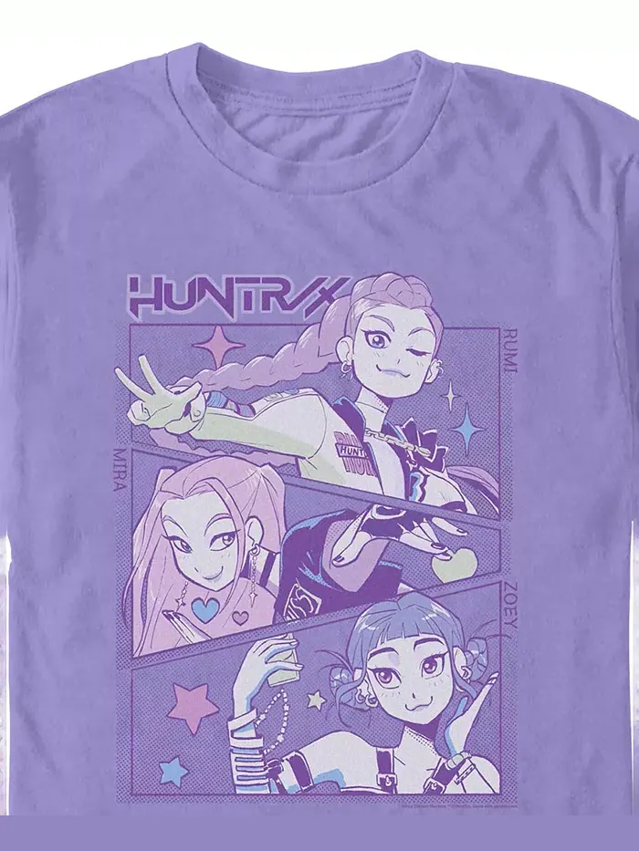 Мужская футболка Huntrix Group Panels с принтом K-Pop Demon Hunters Fifth Sun — изображение 2 из 3, фиолетовый