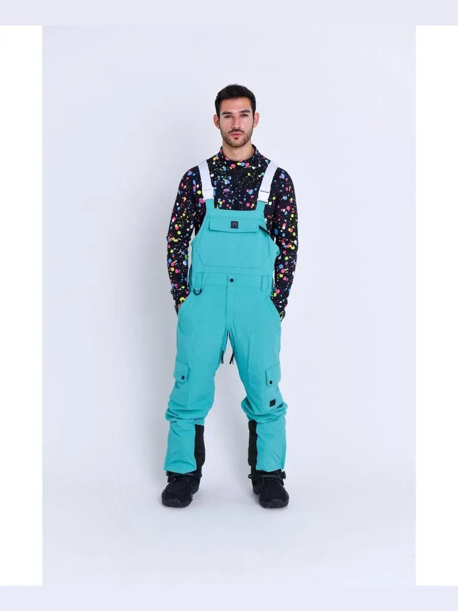 Непромокаемые брюки для мужчин с регулируемыми бретелями, модель Yeh Man Bib Pant OOSC Clothing — голубой