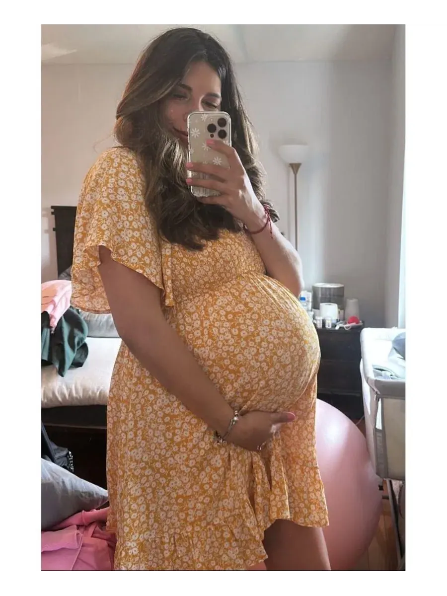 Женское платье с цветочным принтом Yellow Floral Smocked Ruffle Pinkblush — изображение 4 из 6, желтый