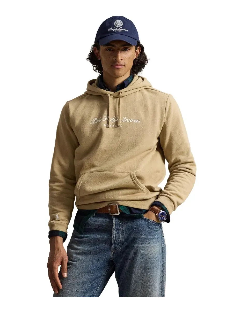 Худи из флиса с вышивкой New York Polo Ralph Lauren — изображение 1 из 5, винтажный хаки