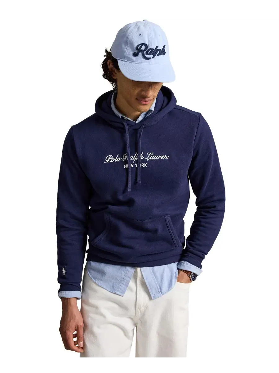 Худи из футера с вышивкой New York Polo Ralph Lauren — изображение 1 из 5, темно-синий
