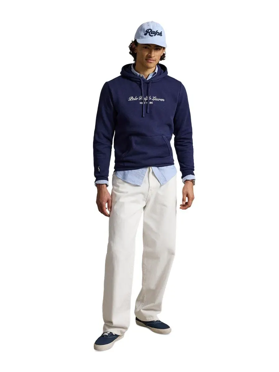 Худи из футера с вышивкой New York Polo Ralph Lauren — изображение 2 из 5, темно-синий