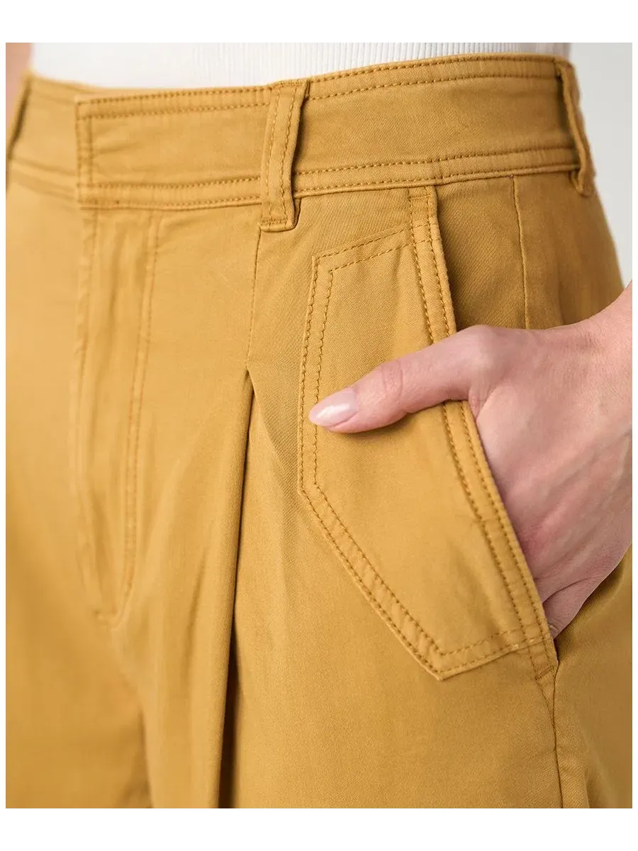 Брюки с защипами и высокой посадкой, модель High-Rise Pleated Trouser Liverpool Los Angeles — изображение 2 из 4, золотистый