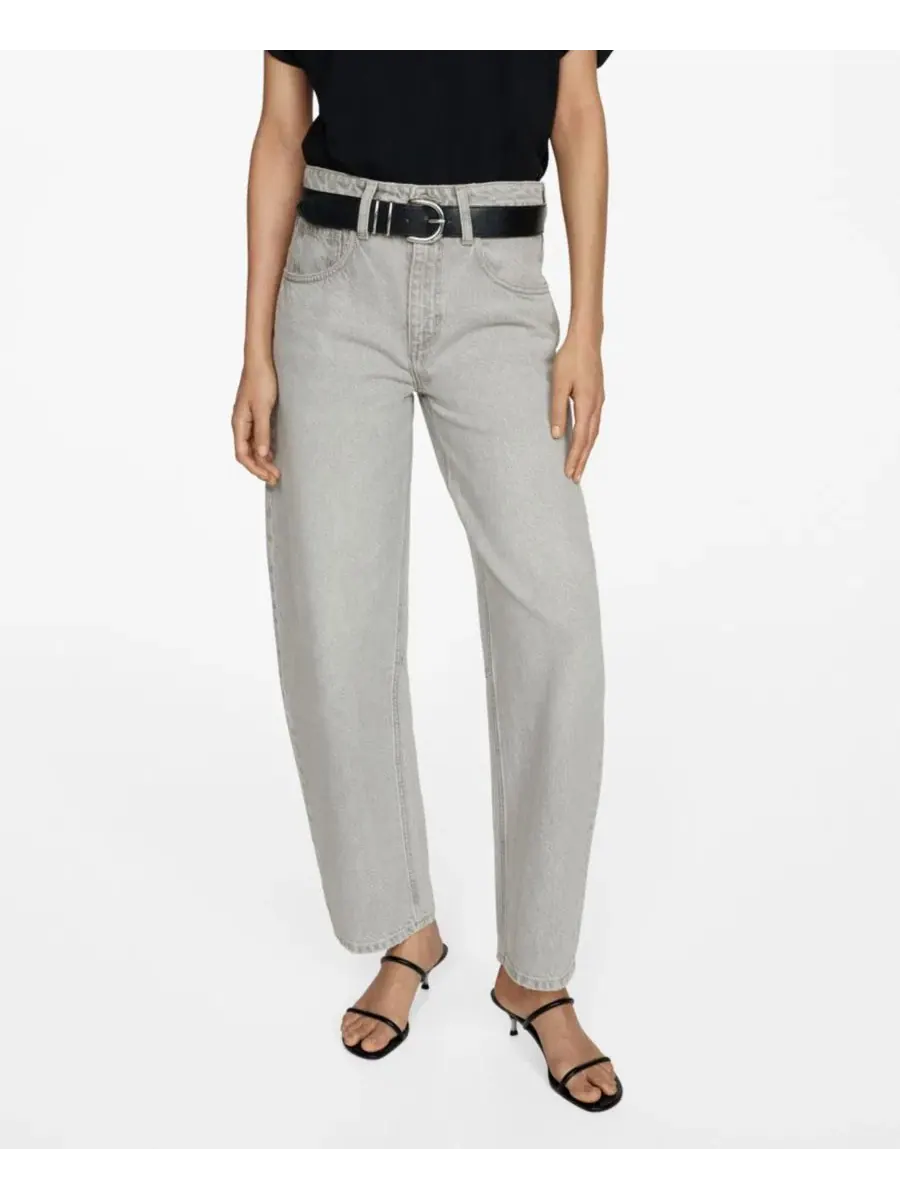Джинсы свободного кроя с высокой посадкой Slouchy Fit MANGO — изображение 1 из 7, джинсовый синий серый
