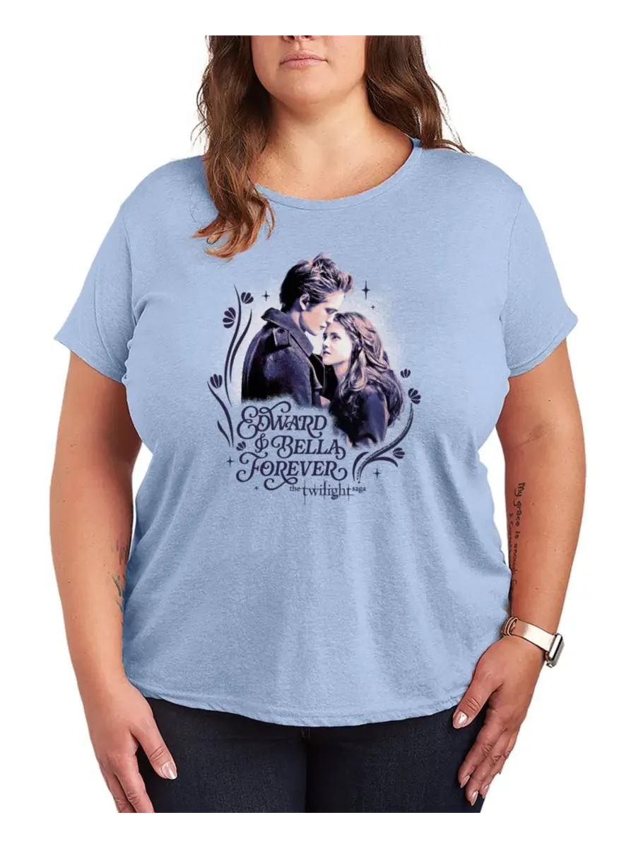 Футболка с графическим принтом Twilight Эдвард и Белла, Plus Size Hybrid Apparel — изображение 1 из 3, синий