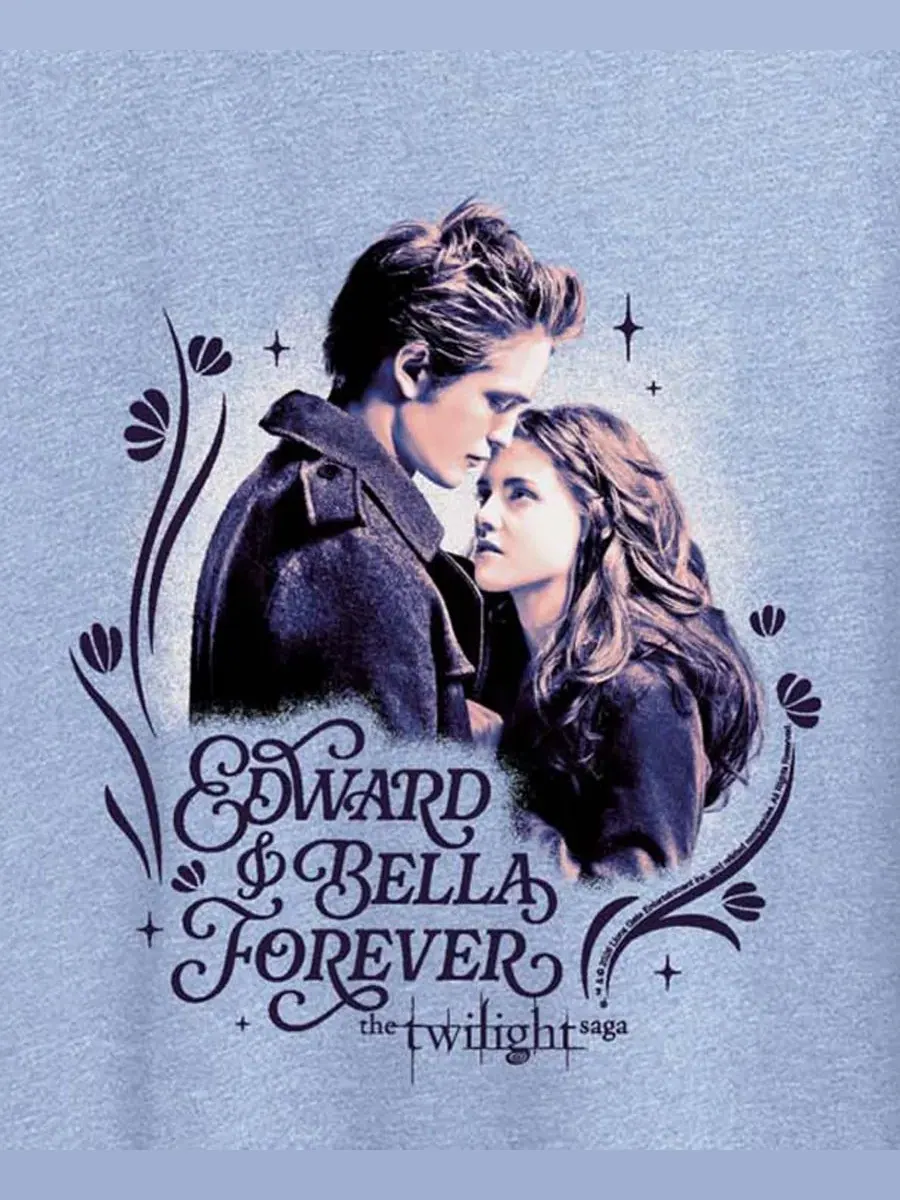 Футболка с графическим принтом Twilight Эдвард и Белла, Plus Size Hybrid Apparel — изображение 3 из 3, синий