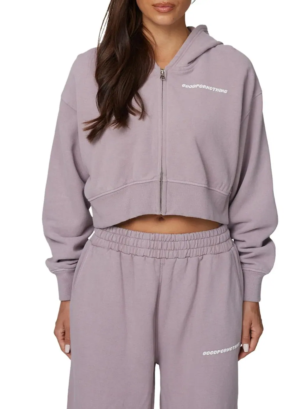 Женский укороченный худи на молнии с принтом Essential Cropped Zip Hoodie Good For Nothing