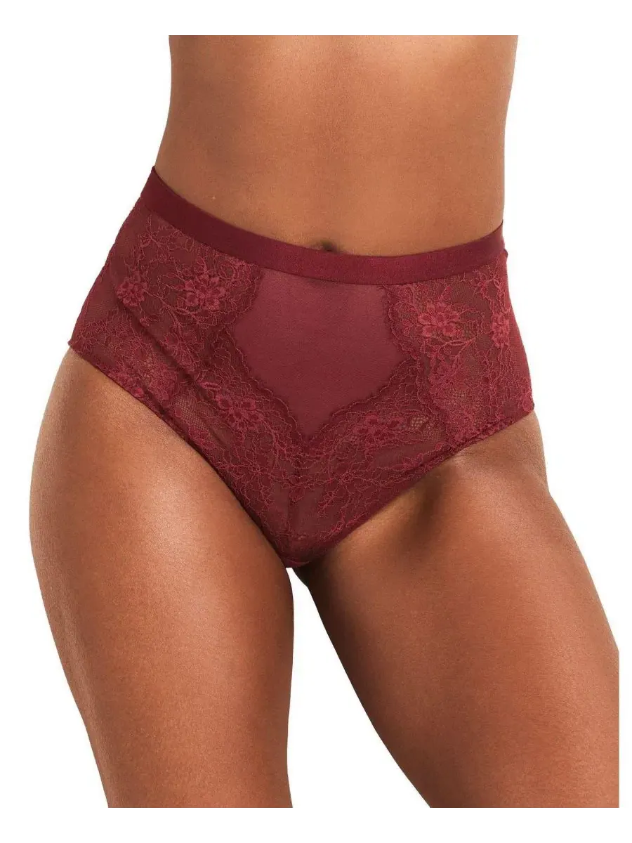 Трусы с высокой посадкой Mila Lace Adore Me — изображение 1 из 3, темный красный