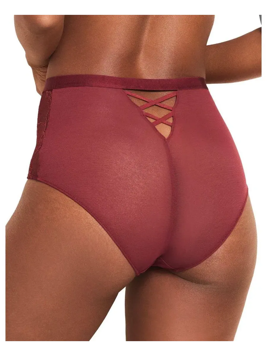 Трусы с высокой посадкой Mila Lace Adore Me — изображение 2 из 3, темный красный