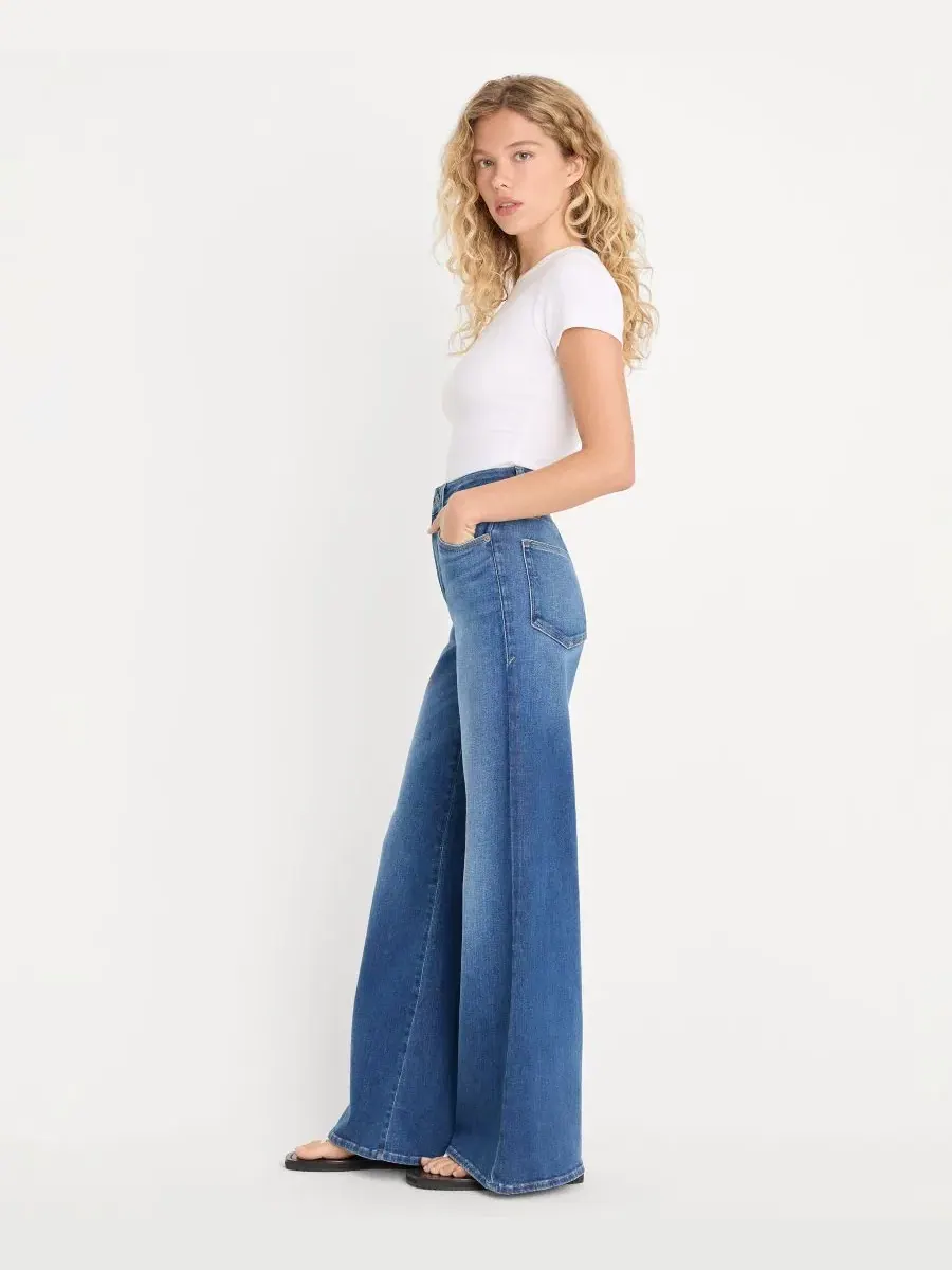 Джинсы палаццо с высокой посадкой Good Waist Soft Tech Palazzo Jeans Good American — изображение 3 из 4, синий