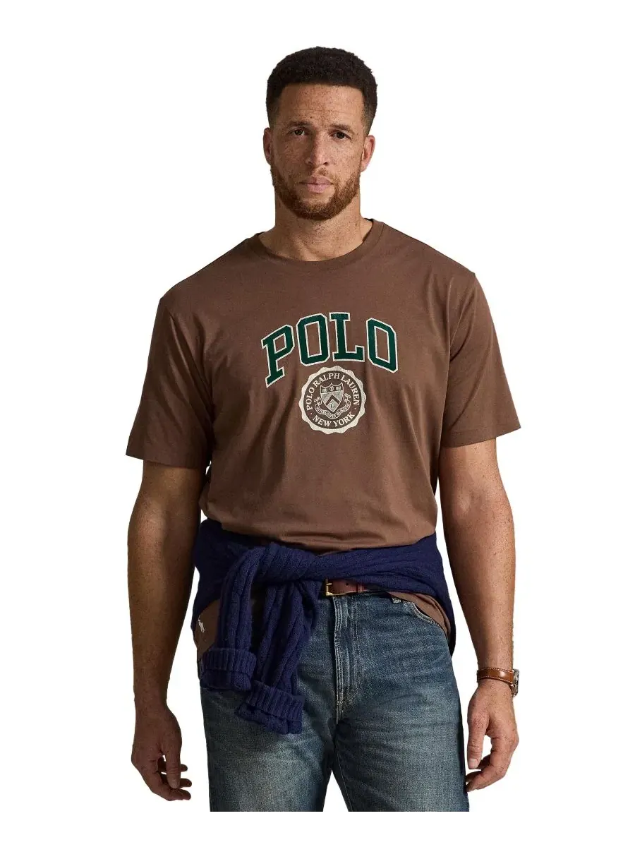 Футболка с коротким рукавом и принтом Polo Ralph Lauren — изображение 1 из 5, коричневый