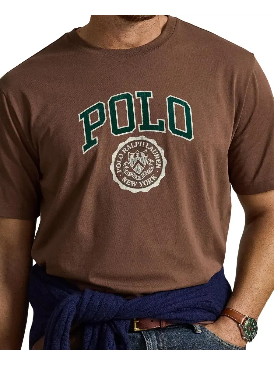 Футболка с коротким рукавом и принтом Polo Ralph Lauren — изображение 3 из 5, коричневый