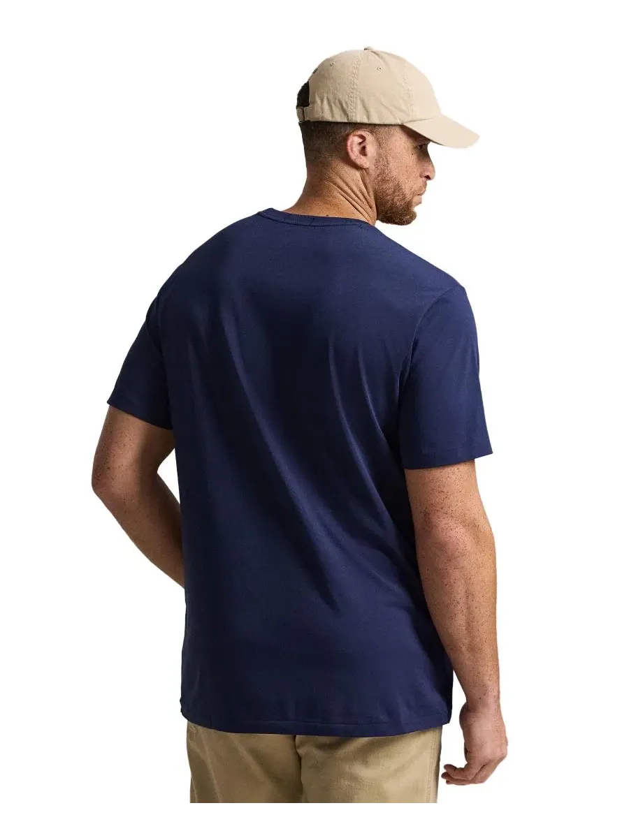 Футболка с коротким рукавом, с принтом и вышивкой Polo Ralph Lauren — изображение 4 из 5, темно-синий