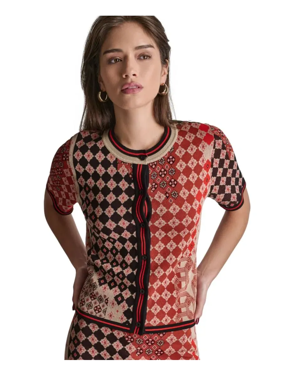Женский трикотажный топ с коротким рукавом BCBG — изображение 4 из 7, мульти