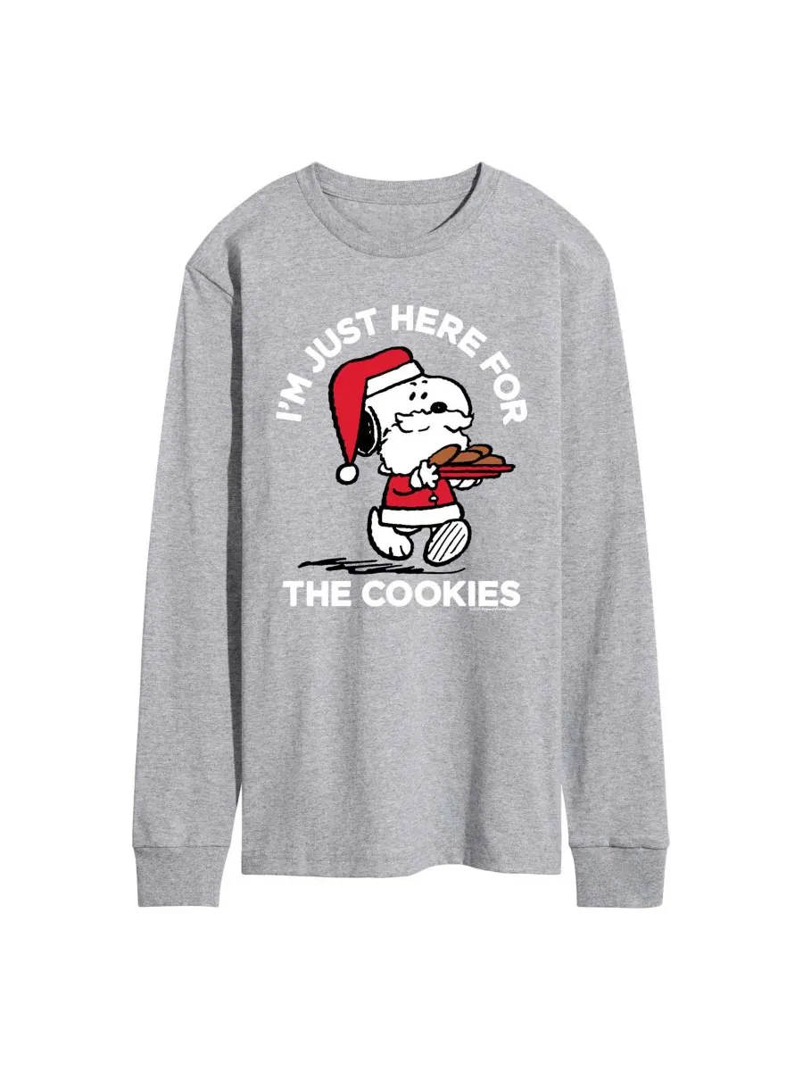 Мужская футболка с круглым вырезом и графическим принтом "Peanuts Santa Snoopy I'M Just Here for — изображение 1 из 3