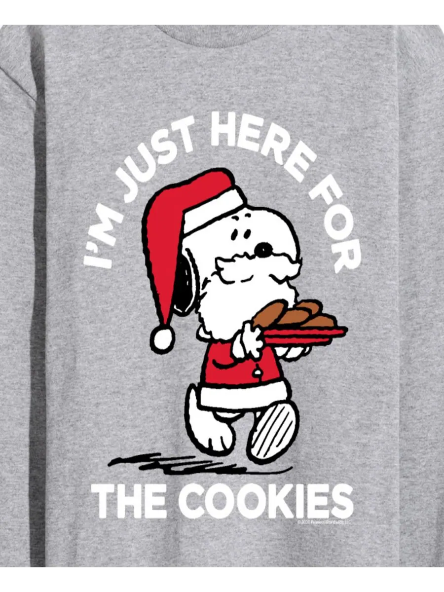 Мужская футболка с круглым вырезом и графическим принтом "Peanuts Santa Snoopy I'M Just Here for — изображение 3 из 3