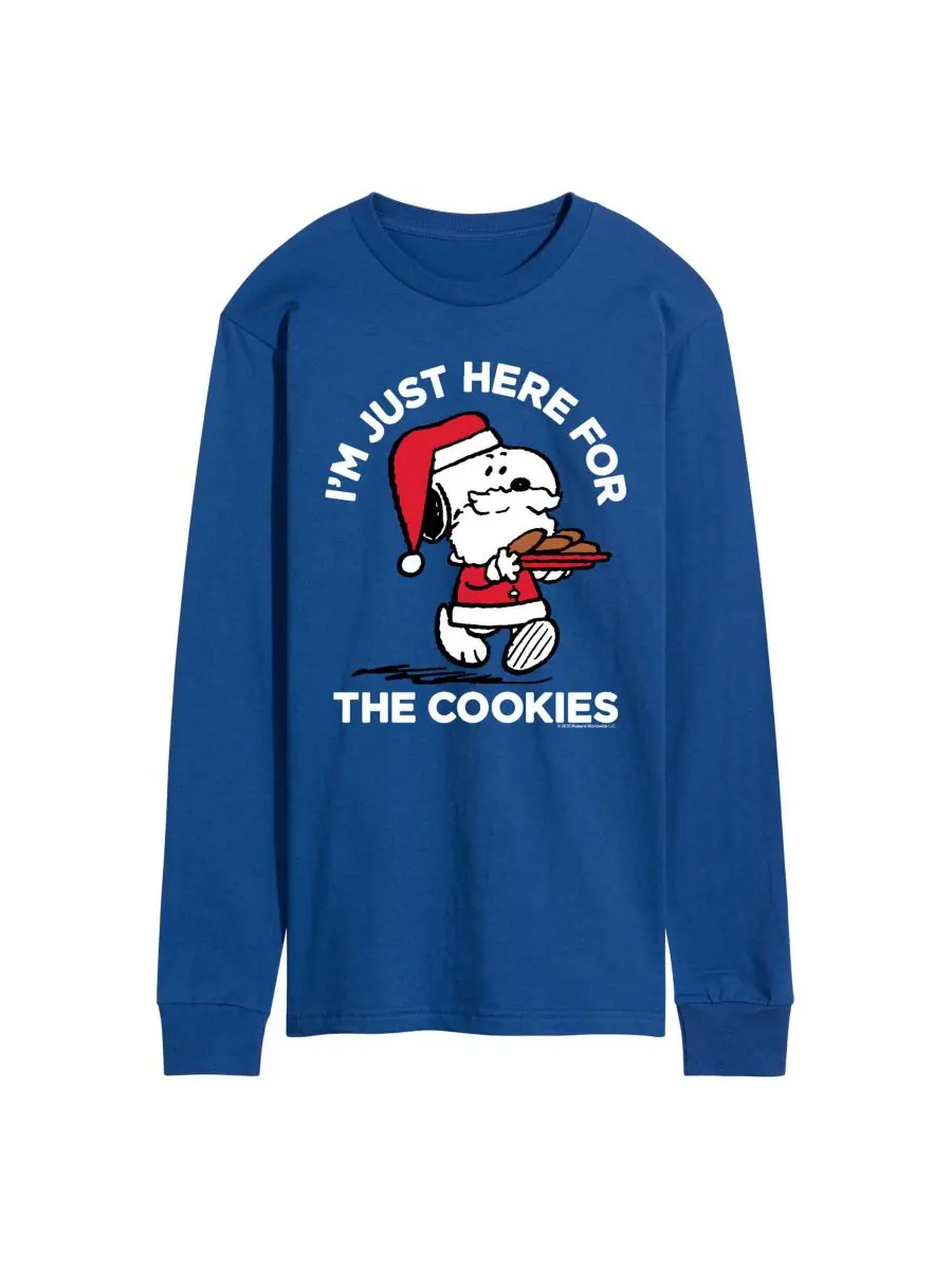 Мужская футболка с круглым вырезом и графическим принтом "Peanuts Santa Snoopy I'M Just Here for — изображение 1 из 3, синий