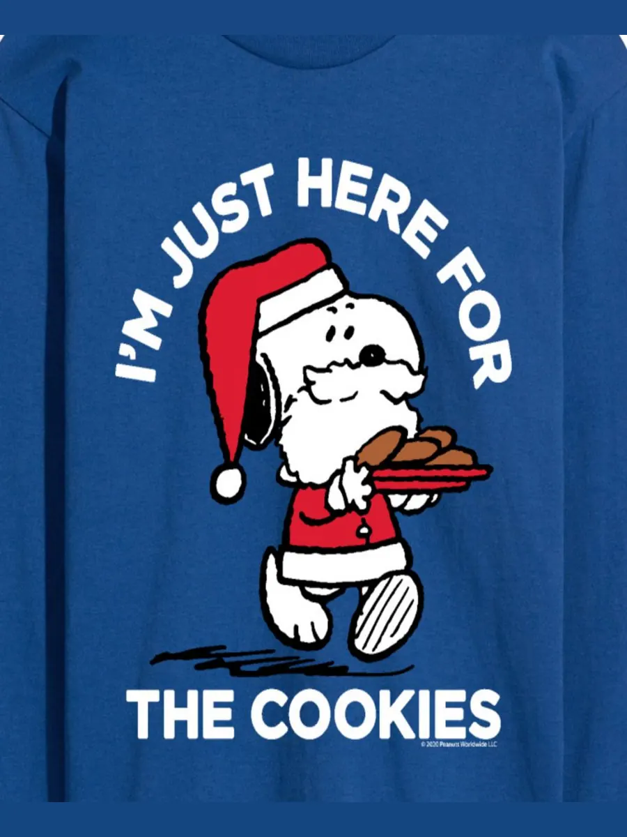 Мужская футболка с круглым вырезом и графическим принтом "Peanuts Santa Snoopy I'M Just Here for — изображение 3 из 3, синий