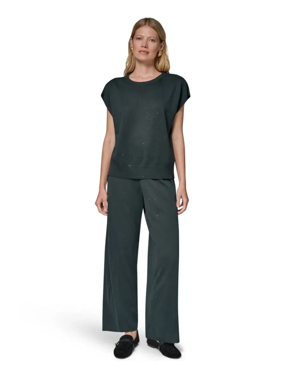 Свитер с круглым вырезом и коротким рукавом Donna Karan New York — изображение 2 из 10, черный