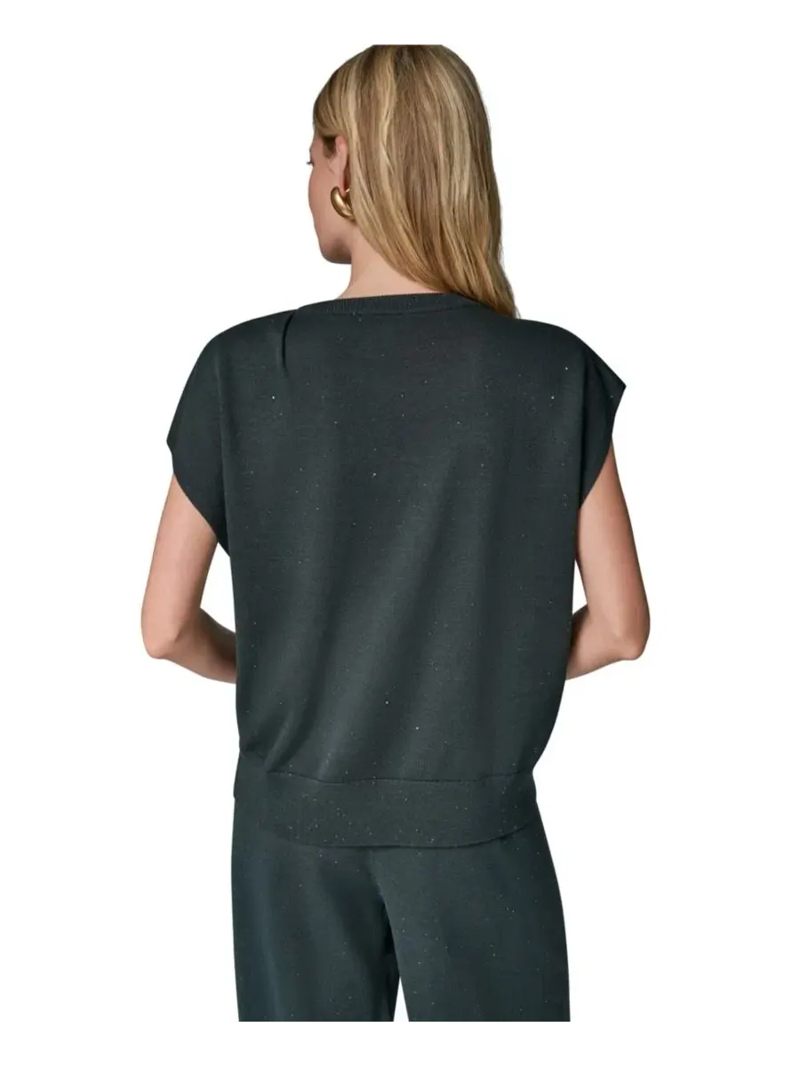 Свитер с круглым вырезом и коротким рукавом Donna Karan New York — изображение 5 из 10, черный