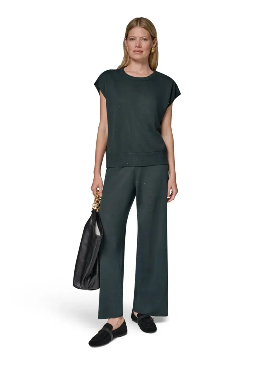 Свитер с круглым вырезом и коротким рукавом Donna Karan New York — изображение 6 из 10, черный